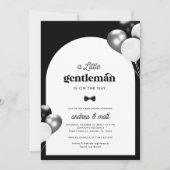 レトロ小さな紳士ボウタイ少年の赤ちゃんシャワー 招待状 (正面)