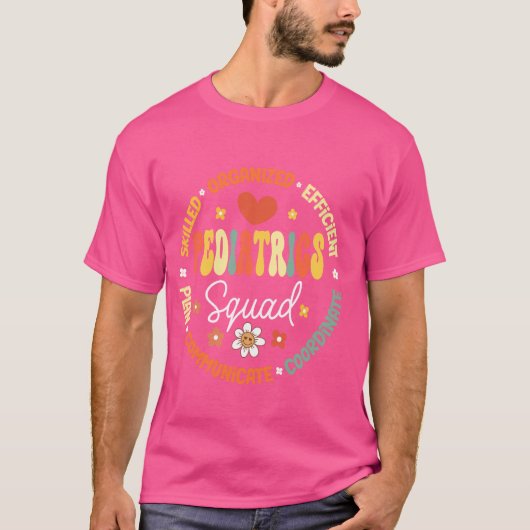 レトロ小児科ハート分担子分登録ナース Tシャツ (正面)