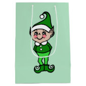 レトロ小妖精や小人クリスマスホリデイ抱き枕 ミディアムペーパーバッグ (裏面)