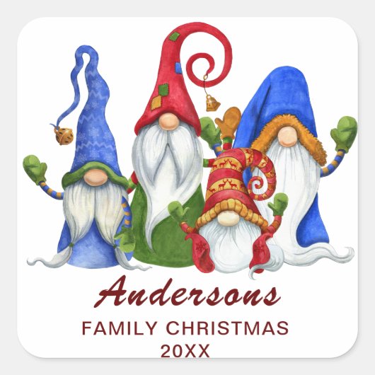 レトロ小妖精や小人格言クリスマスギフトホリデイ スクエアシール (正面)