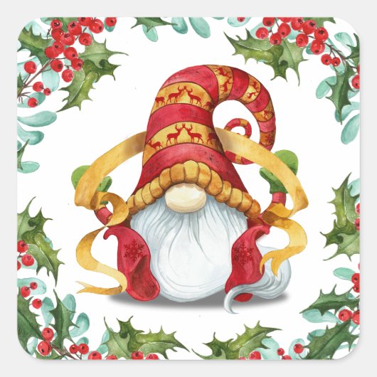 レトロ小妖精や小人格言クリスマスホリデー封筒用シール スクエアシール (正面)