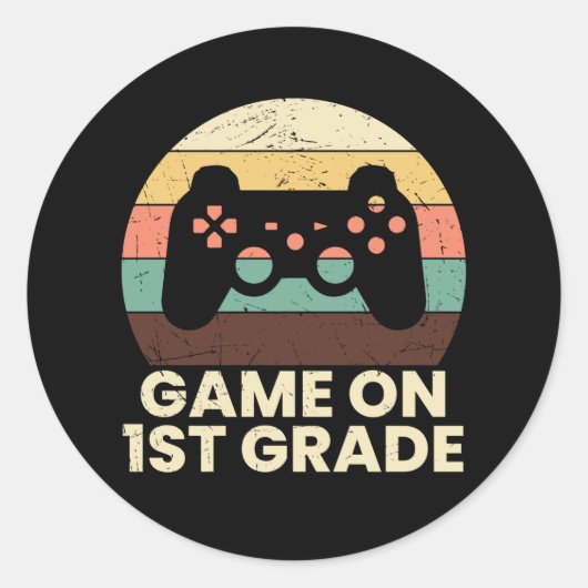 レトロ小学生ゲーマーギフト ラウンドシール (正面)