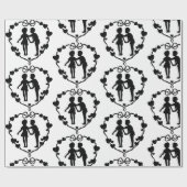 レトロ少年とハート包装紙 ラッピングペーパー (フラット)