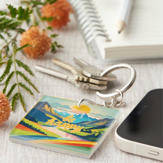 レトロ山景色 キーホルダー (正面右)