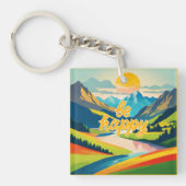レトロ山景色 キーホルダー (正面)