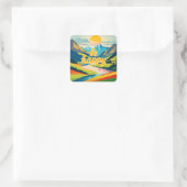 レトロ山景色 スクエアシール (バッグ)