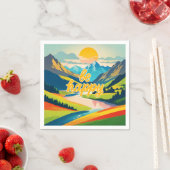 レトロ山景色 スタンダードカクテルナプキン (インサイチュ)