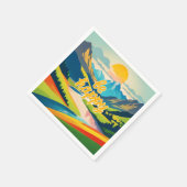 レトロ山景色 スタンダードカクテルナプキン (角)