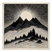 レトロ山景色 ポスター (正面)