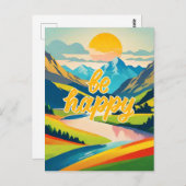 レトロ山景色 ポストカード (正面/裏面)