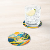 レトロ山景色 ラウンドペーパーコースター (インサイチュ)