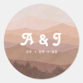 レトロ山林ピンク結婚ズモノグラム ラウンドシール (正面)