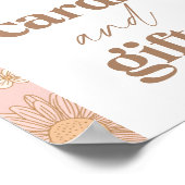 レトロ山花の誕生日カードとギフトのサイン ポスター (角)