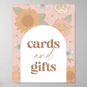 レトロ山花の誕生日カードとギフトのサイン ポスター (正面)