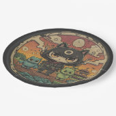 レトロ島の仲間:忍者猫クルー ペーパープレート (アングル)