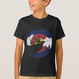 レトロ州旗 コロラド ロッキー山脈 スキー Tシャツ