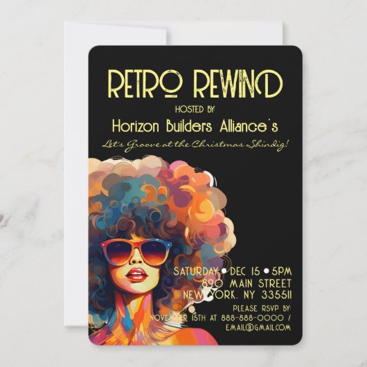 レトロ巻き戻しクリスマスパーティの招待状 (正面)