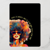 レトロ巻き戻し金ゴールドクリスマスパーティの招待状 箔招待状 (裏面)