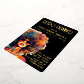 レトロ巻き戻し金ゴールドクリスマスパーティの招待状 箔招待状 (回転した状態)