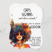 レトロ巻き戻し | Caps Gown & Disco Sounds Gradパーティー 招待状 (正面/裏面)