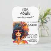 レトロ巻き戻し | Caps Gown & Disco Sounds Gradパーティー 招待状 (スタンド正面)