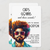 レトロ巻き戻し | Caps Gown & Disco Sounds Gradパーティー 招待状 (正面/裏面)