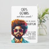 レトロ巻き戻し | Caps Gown & Disco Sounds Gradパーティー 招待状 (スタンド正面)