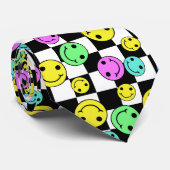 レトロ市松模様にの笑顔顔 ネクタイ (ロール)