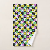 レトロ市松模様にの笑顔顔 バスタオルセット (ハンドタオル)