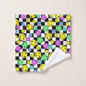 レトロ市松模様にの笑顔顔 バスタオルセット (ウォッシュタオル)