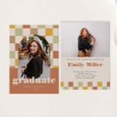 レトロ市松模様にアーチクラシック写真卒業 招待状