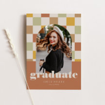 レトロ市松模様にアーチクラシック写真卒業