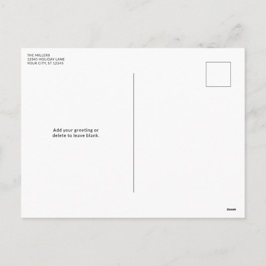 レトロ市松模様にアーチファミリー写真 シーズンポストカード (裏面)