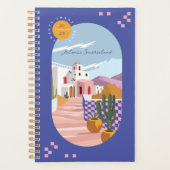 レトロ市松模様にギリシャ建築パーソナライズされた プランナー手帳 (正面)