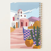 レトロ市松模様にギリシャ建築パーソナライズされた プランナー手帳 (裏面)