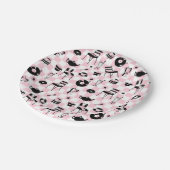 レトロ市松模様にディナーパターン ペーパープレート (アングル)