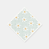 レトロ市松模様にデイジー誕生日 スタンダードカクテルナプキン (角)