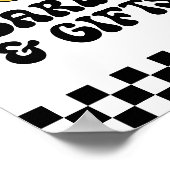 レトロ市松模様にハッピー顔誕生日カードとギフト ポスター (角)