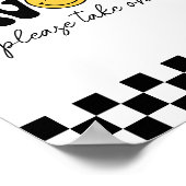 レトロ市松模様にハピー顔誕生日ウィズサイン ポスター (角)