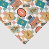 レトロ市松模様にバケーショントラベルをテーマ 薄葉紙 (詳細)