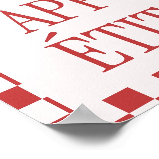 レトロ市松模様にパターン'ボンアペティキッチン ポスター (角)