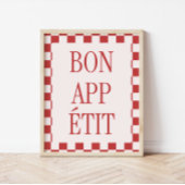 レトロ市松模様にパターン'ボンアペティキッチン ポスター