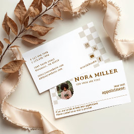 レトロ市松模様にパターン写真事業 予約カード