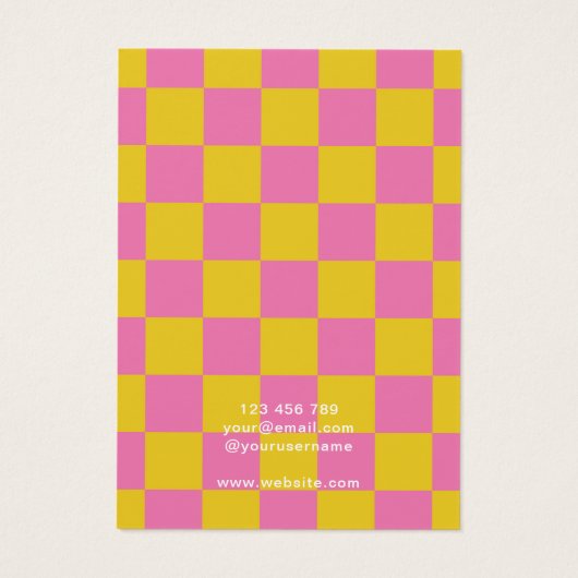 レトロ市松模様にピックイエロージュエリー表示カード (裏面)