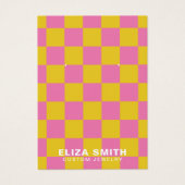 レトロ市松模様にピックイエロージュエリー表示カード (正面)