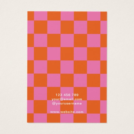 レトロ市松模様にピックオレンジジュエリー表示カード (裏面)