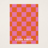 レトロ市松模様にピックオレンジジュエリー表示カード (正面)