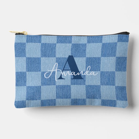 レトロ市松模様にフェード アクセサリーポーチ (正面)