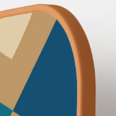 レトロ市松模様にベエージュブルーオレンジモノグラム ピックルボールラケット (左詳細)