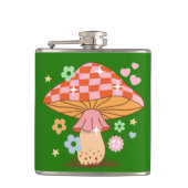 レトロ市松模様にマッシュルームディスコ フラスク (正面)